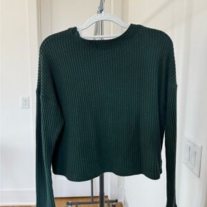 Beyond Yoga Dark Green Waffle Knit lounge set. Top & pants